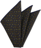 {[en]:Navy Paisley Pattern Challis Wool Pocket Square