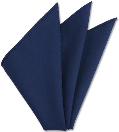 {[en]:Dark Blue Solid Challis Wool Pocket Square