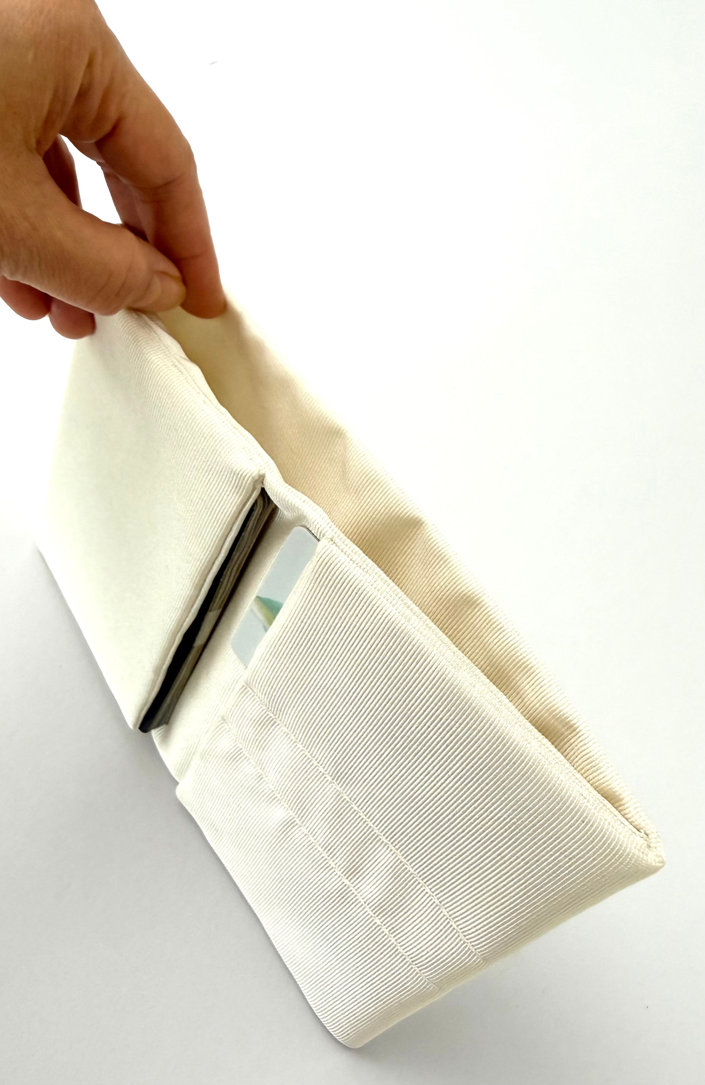 Natural White Faille Silk Passport Wallet with Currency Folds FW-8