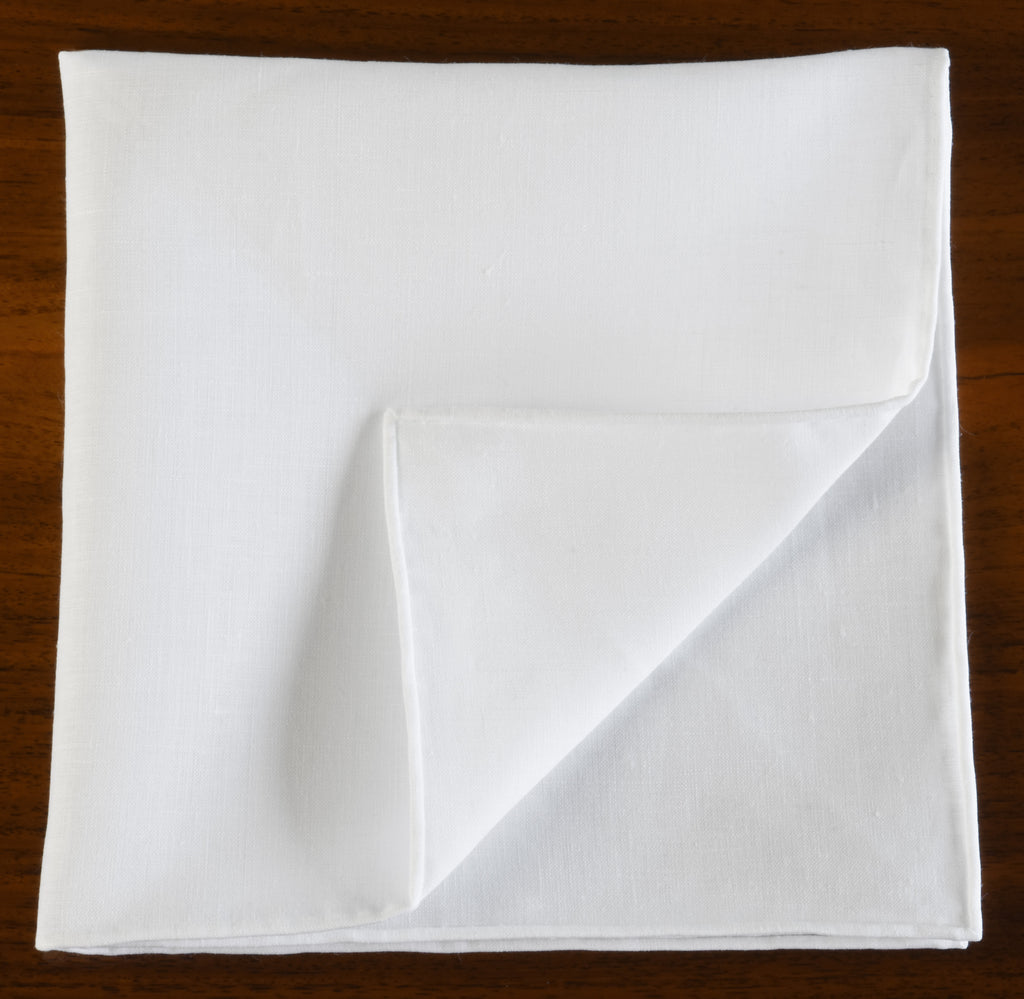 {[en]:White Belgian Linen Pocket Square