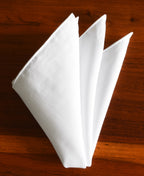 {[en]:White Belgian Linen Pocket Square