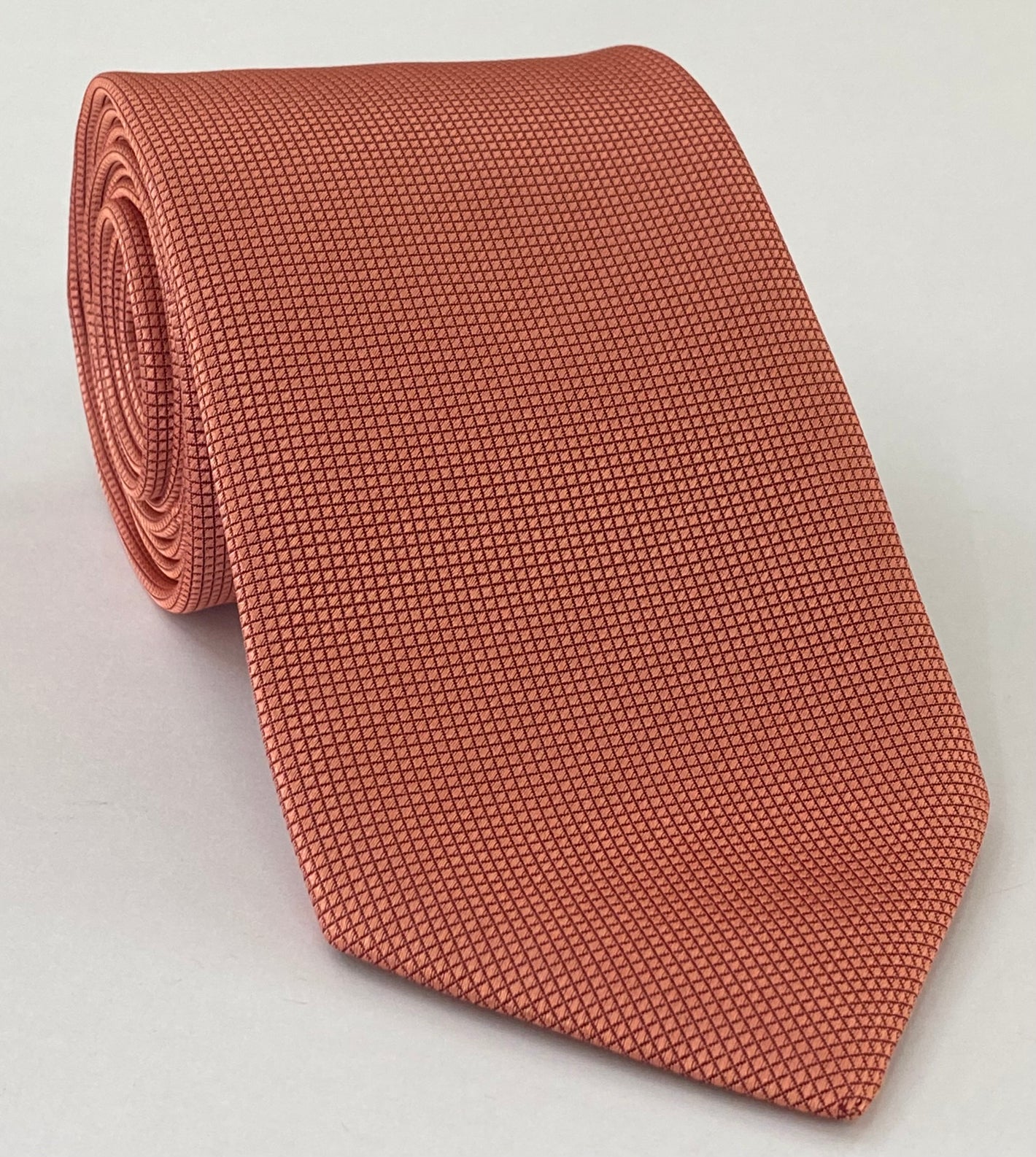 Salmon Diamond Weave Silk Tie DT-17