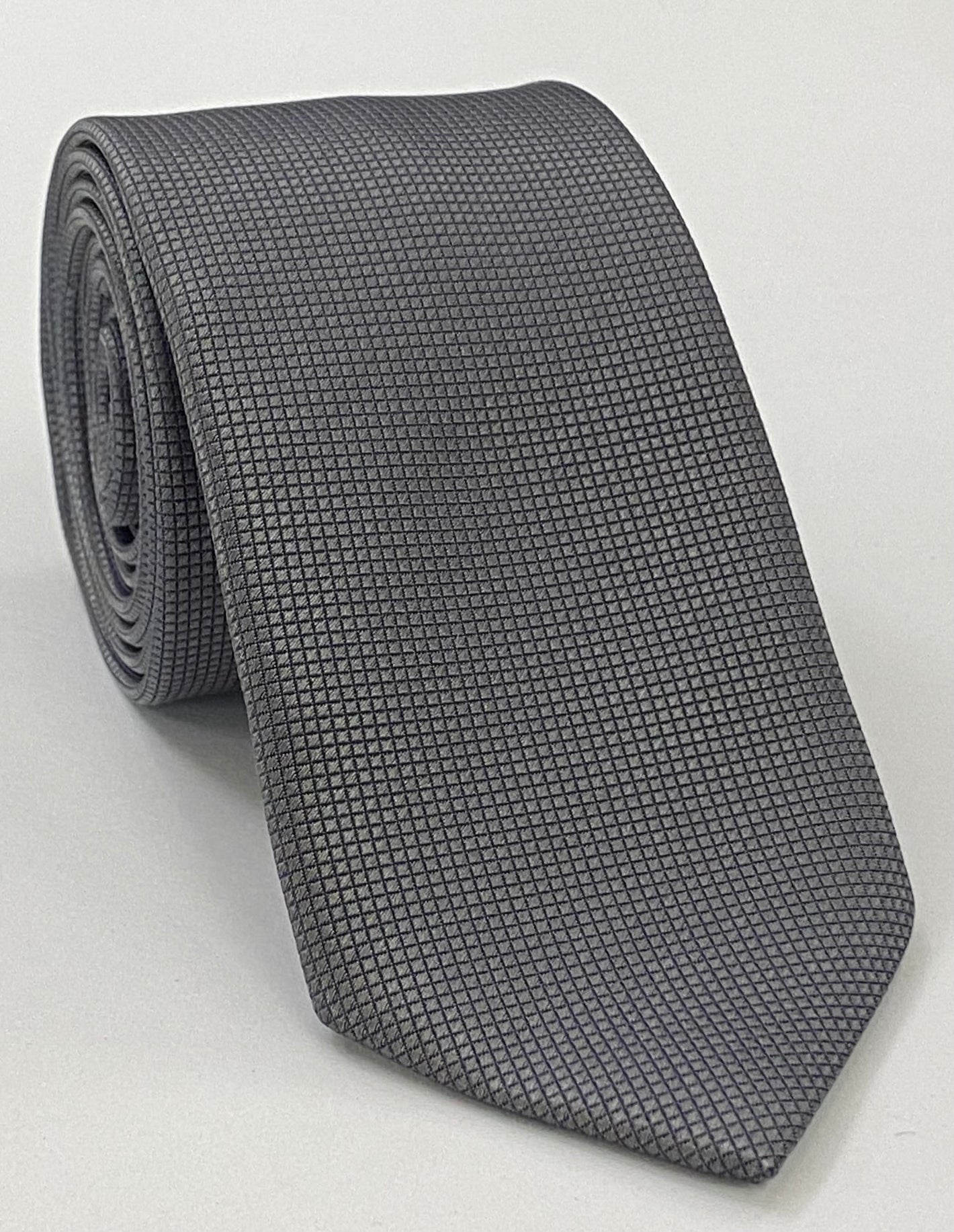 Charcoal Gray Diamond Weave Silk Tie DT-22
