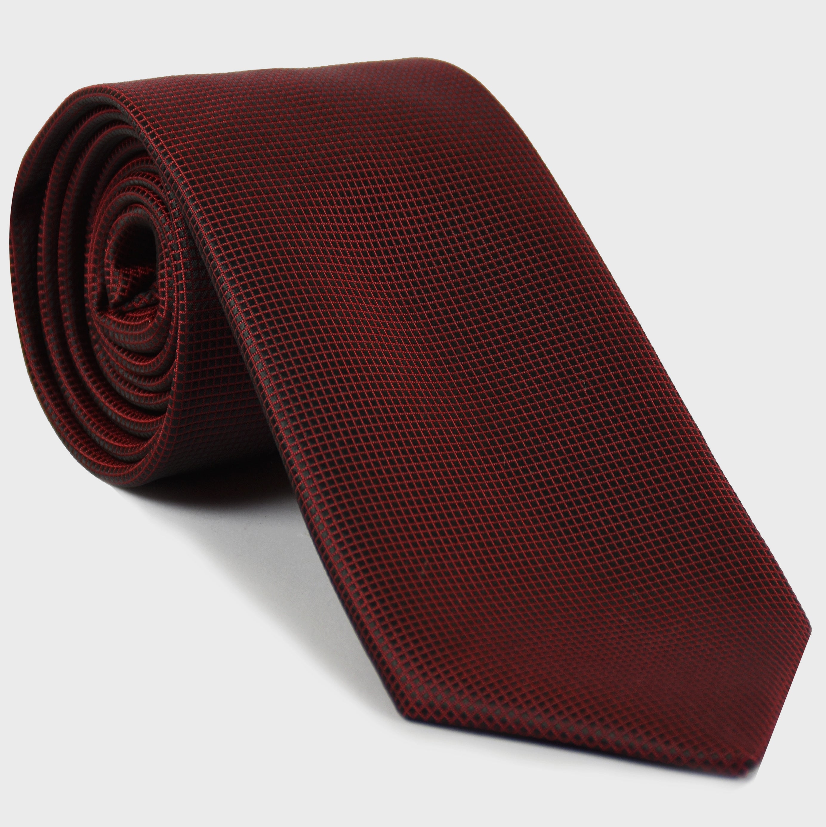 {[en]:Black/Red Diamond Weave Silk Tie