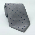 Midnight Blue on Gray Dot Silk Bow Tie EDBT-24