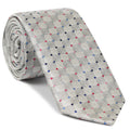 Red, Light Blue, Blue, Navy Blue & Pink on Silver Gray English Dot Silk Pocket Square EDP-29