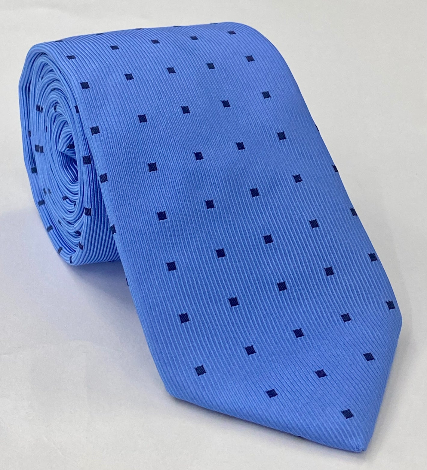 ミッドナイトブルー×パウダーブルー 英国風幾何学模様シルクタイ EGT-24