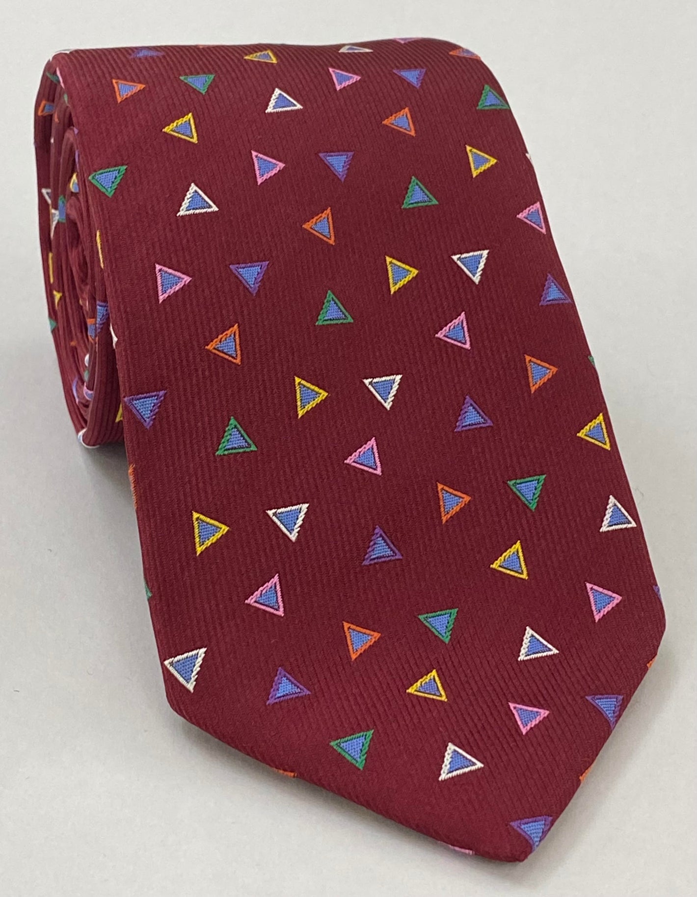 マルーンの幾何学模様シルクネクタイ（イエロー、グリーン、オレンジ、ホワイト、バイオレット、パウダーブルー） EGT-28