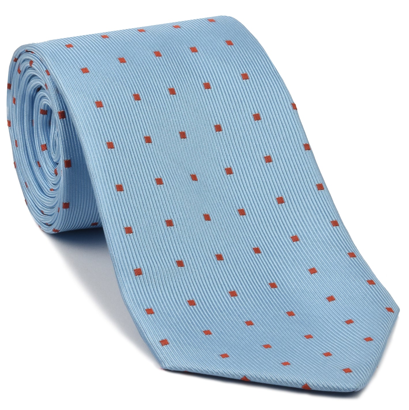 {[en]:Rust on Sky Blue English Geometric Silk Tie