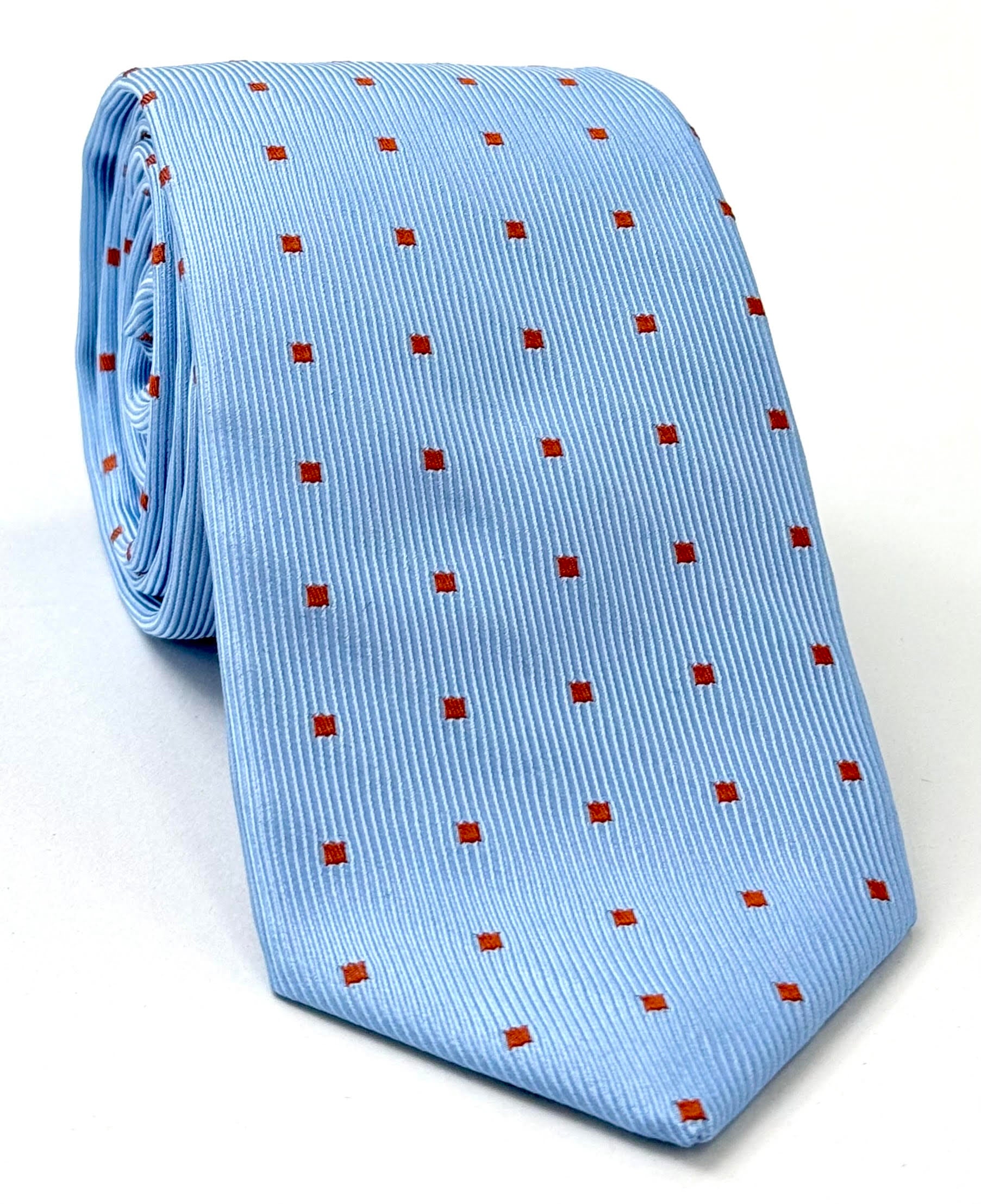 Rust on Sky Blue English Geometric Silk Tie EGT-29