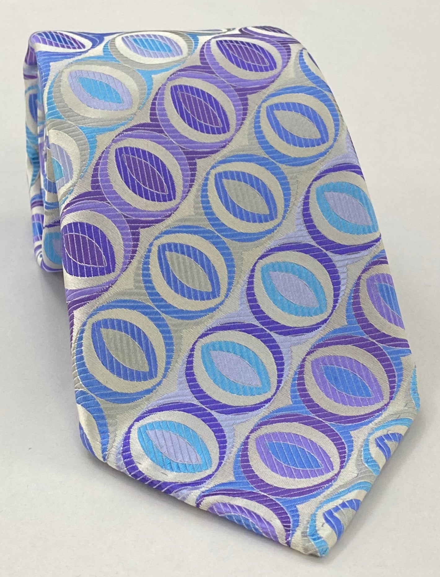 クイーンズ・ロイヤル・アイリッシュ・ハッサーズ ストライプ シルクタイ RGT-30 コーンイエロー、ライムグリーン、ダークネイビーブルー