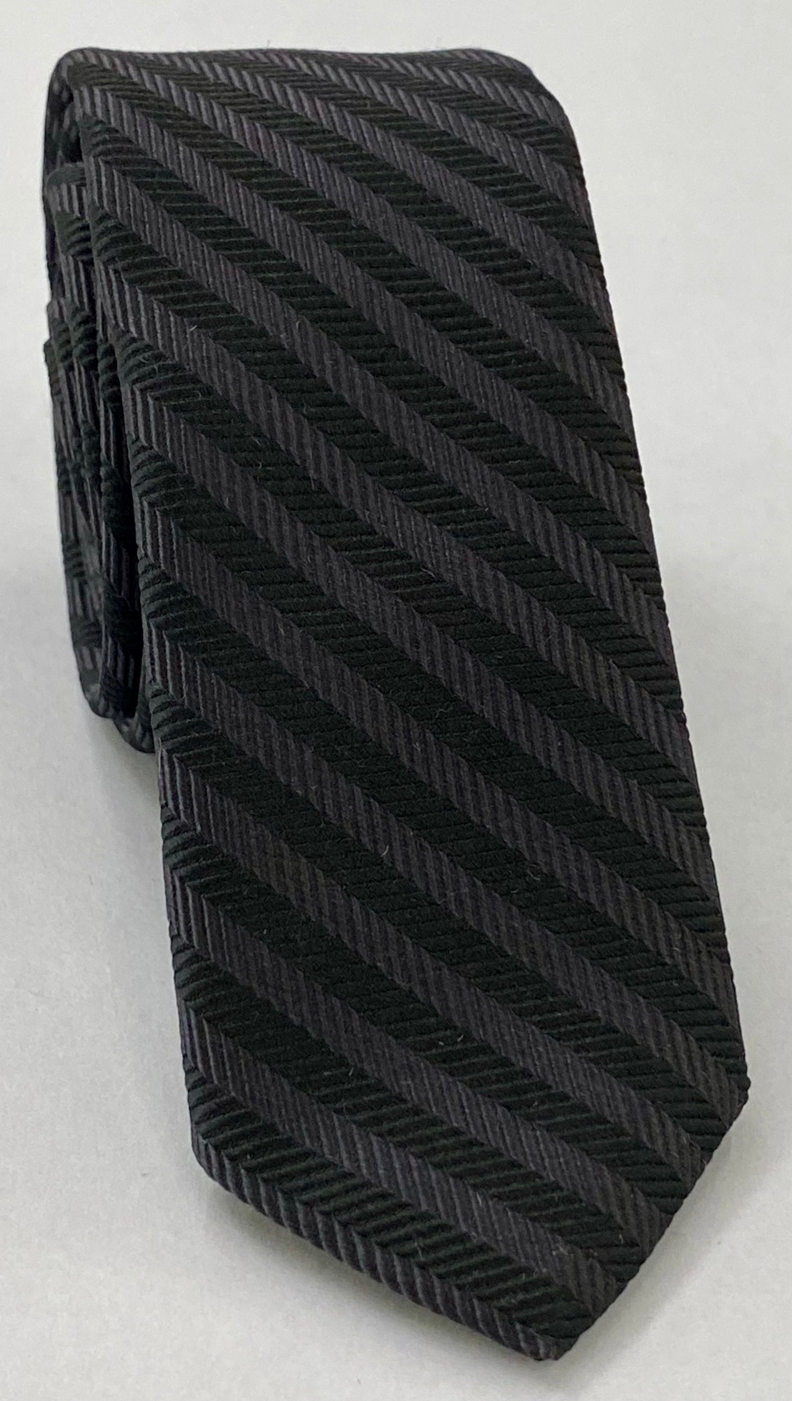 Herringbone Silk Tie EHBT-2  Dark Brown & Black