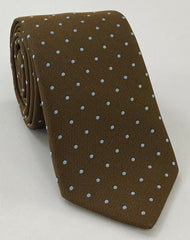 Sky Blue Dots on Alpaca Brown Pin-Dot Silk Tie EPDT-10