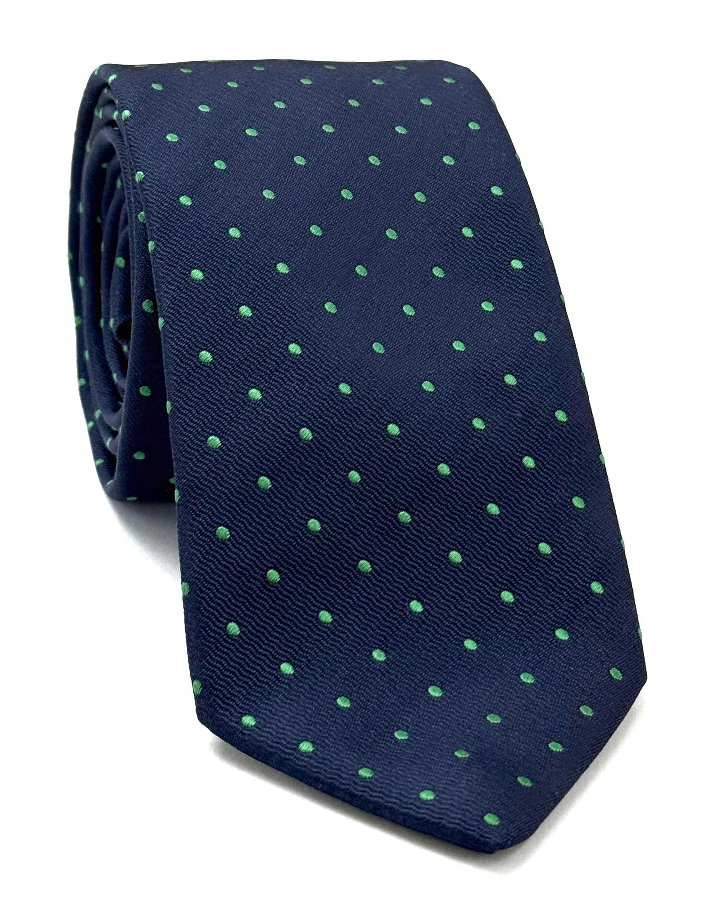 Celtic Green Dots on Midnight Blue Pin-Dot Silk Tie EPDT-13