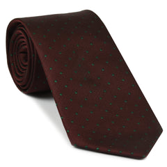 {[en]:Green Dots On Burgundy Pin-Dot Silk Tie