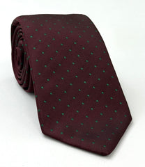 Green Dots On Burgundy Pin-Dot Silk Tie EPDT-7