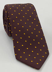 Yellow/Gold Dots on Burgundy Pin-Dot Silk Tie EPDT-8