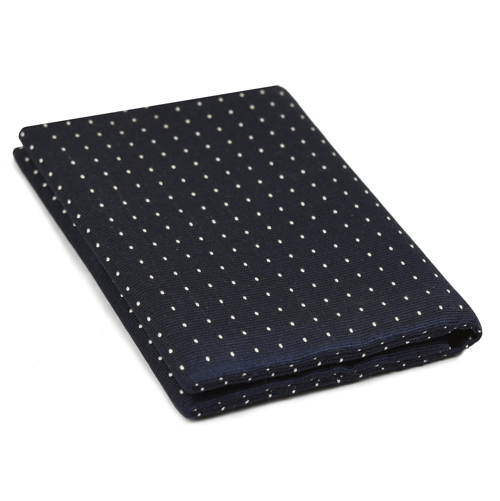 {[en]:White Dots on Dark Navy Pin-Dot Silk Wallet
