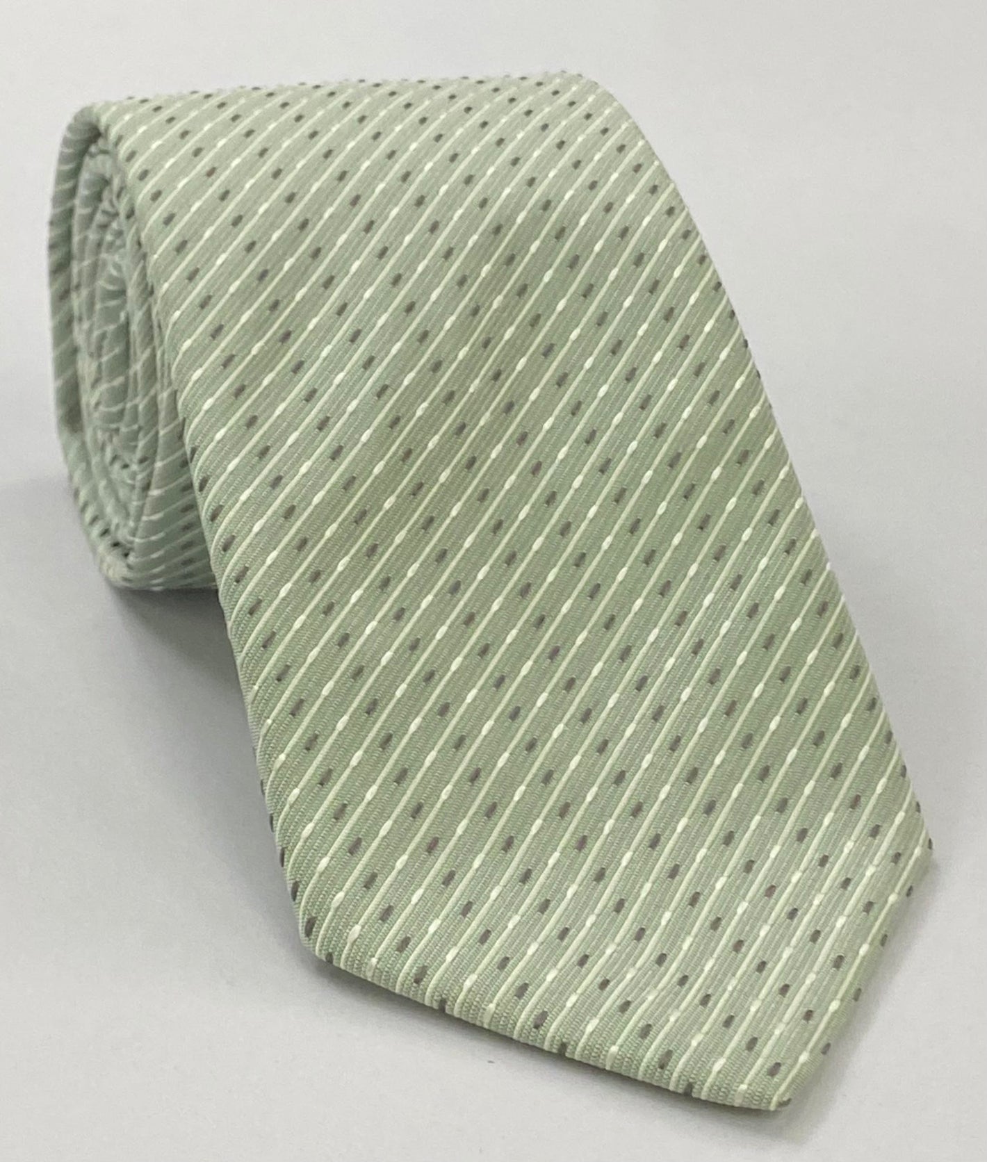 화이트 & 그레이 라이트 민트 그린 패턴 실크 타이 EPT-25