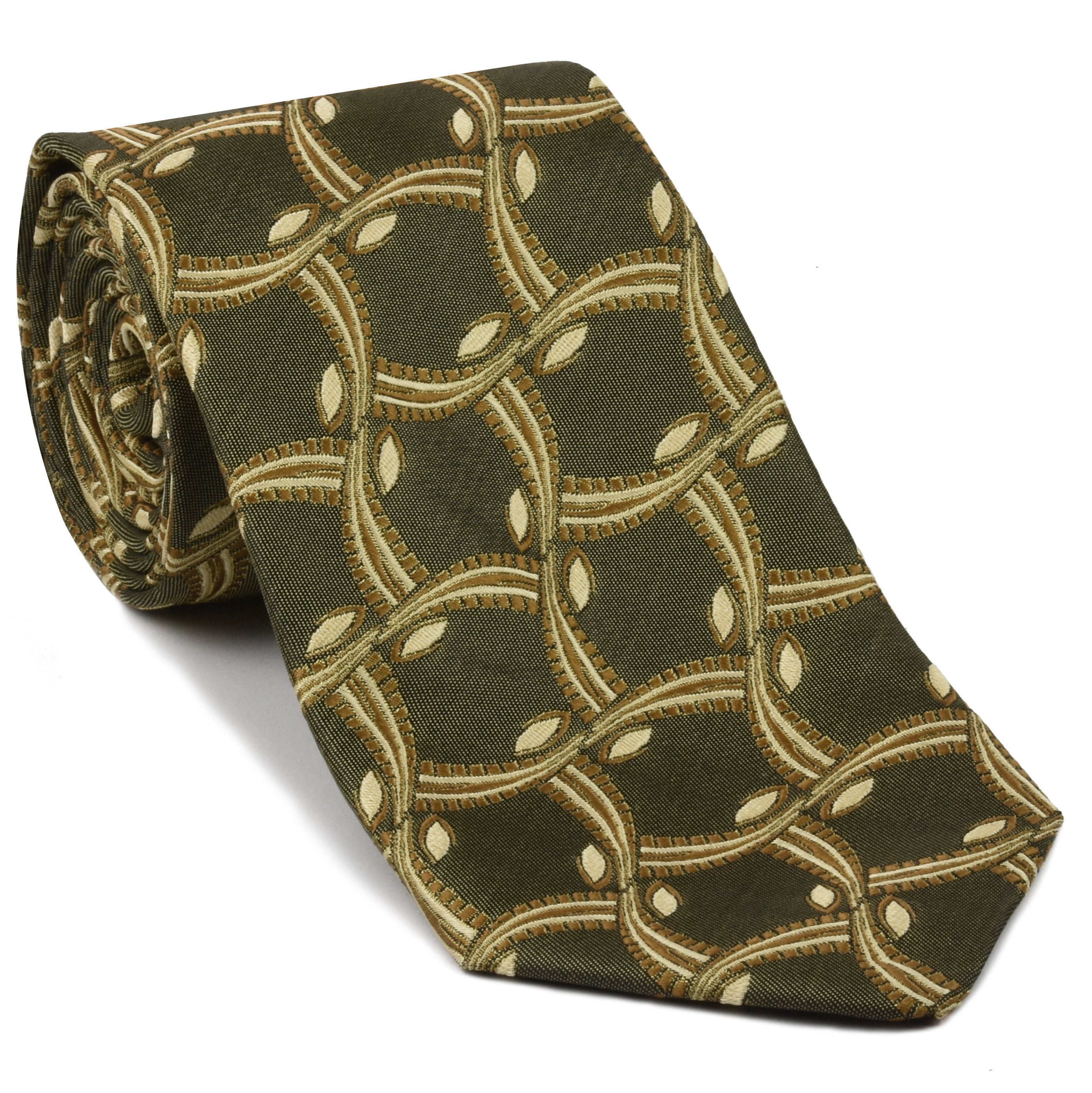 Gold, Yellow Gold, Light Yellow & Black Pattern Silk Tie EPT-26