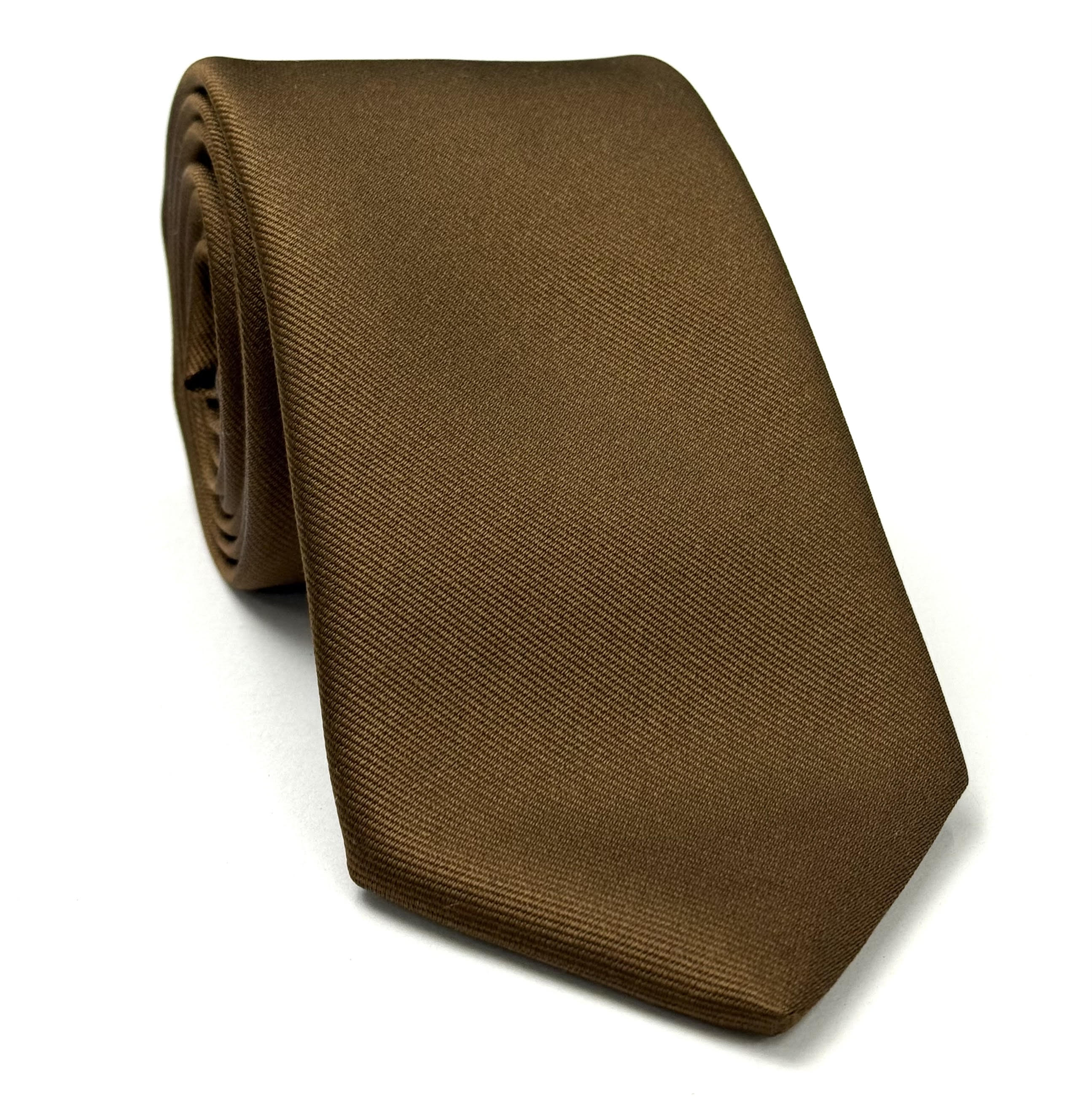 Brown Reppe Solid Silk Tie ERST-23