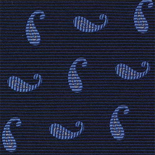 {[en]:Sky Blue & White on Navy Blue Paisley Silk Pocket Square