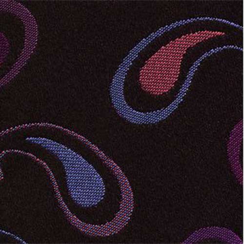 {[en]:Salmon, Lavender, Light Pink, Sky Blue, Fuchsia & Purple on Black Paisley Silk Pocket Square