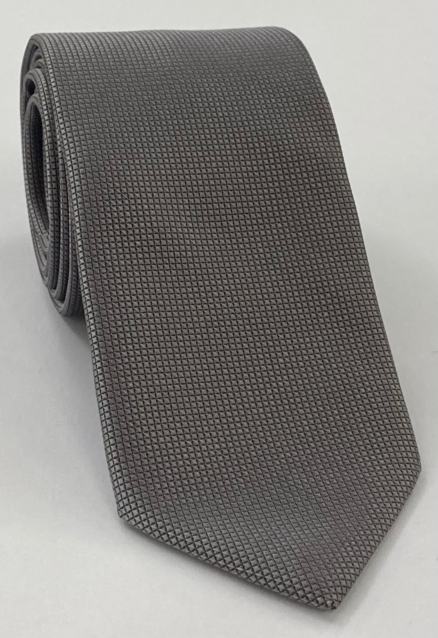 Silver Gray Diamond Weave Silk Tie FFDT-23