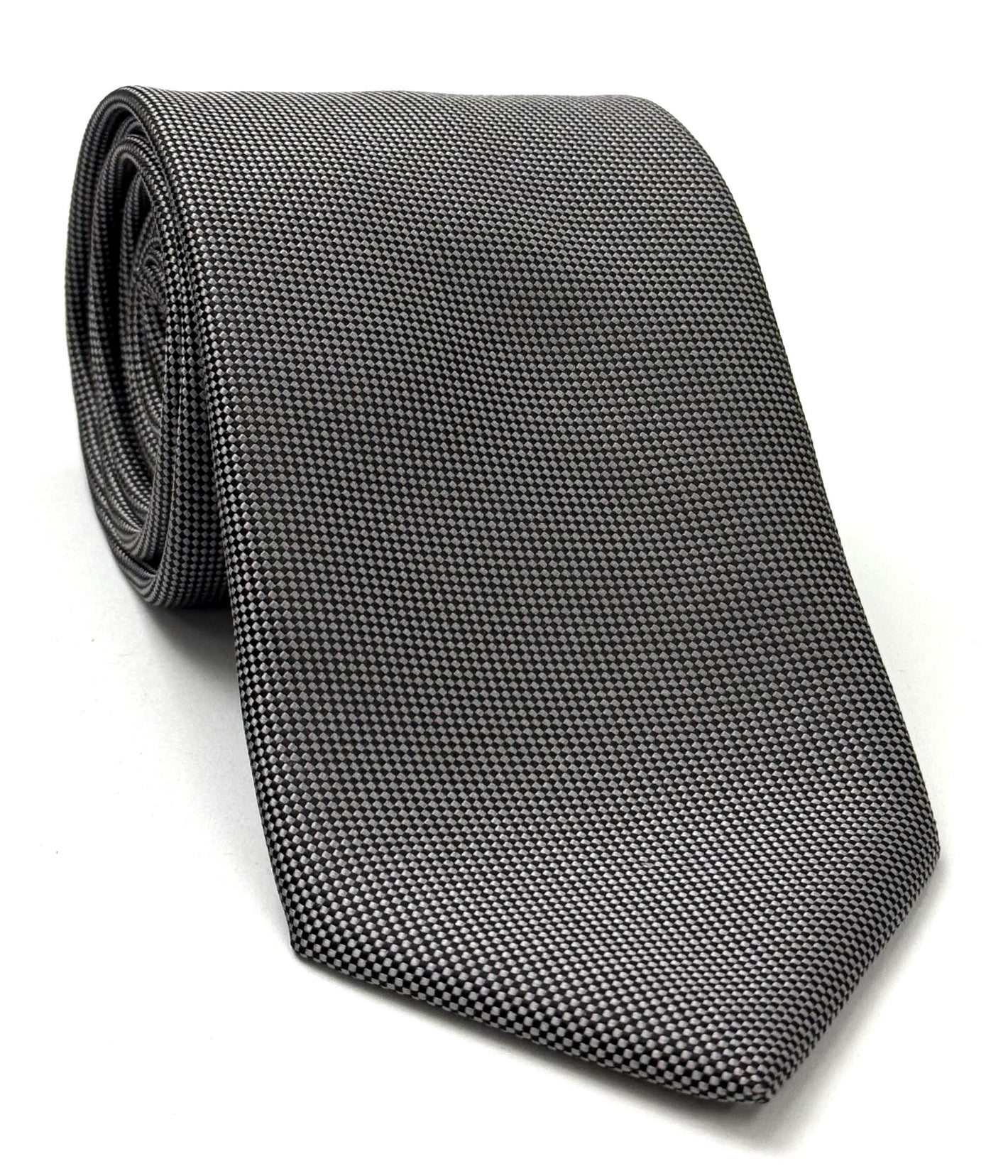 Silver Gray Oxford Weave Silk Tie FFOXT-18