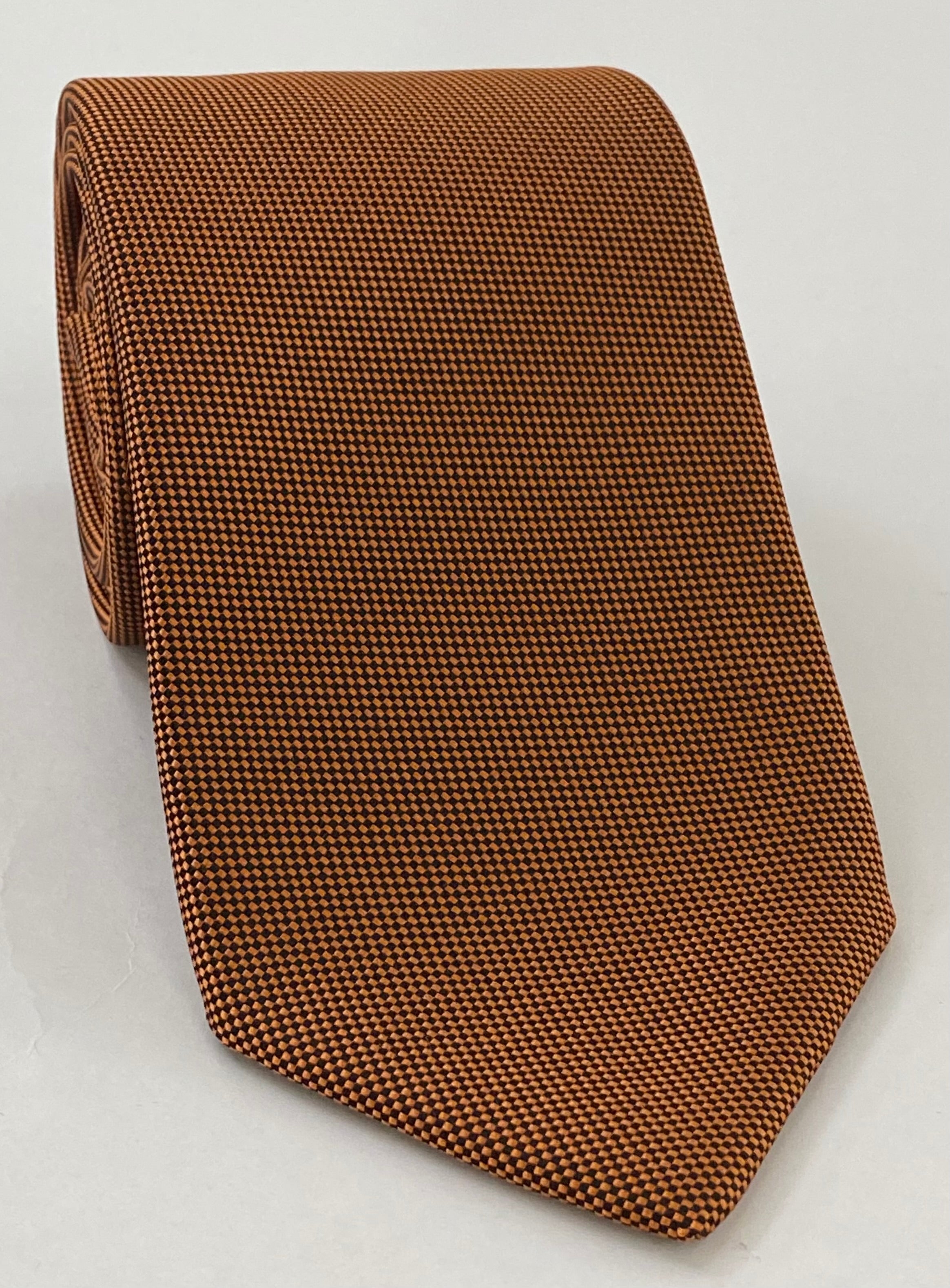 バーントオレンジのオックスフォード織シルクネクタイ FFOXT-19