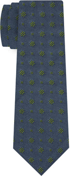 {[en]:Young Leaf Green on Charcoal Gray Classic Flower Silk Tie