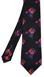 {[en]:Purple, Lavender , Orange & Fuchsia on Black Flower Silk Tie