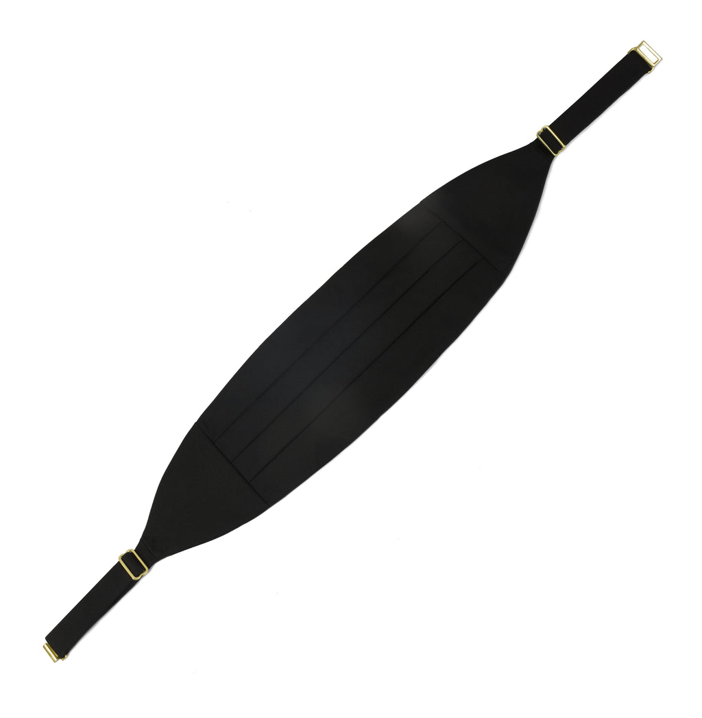 Classic Cummerbund - Black Faille Silk and Thai Silk with clasp and sliders #IFACC-1 C