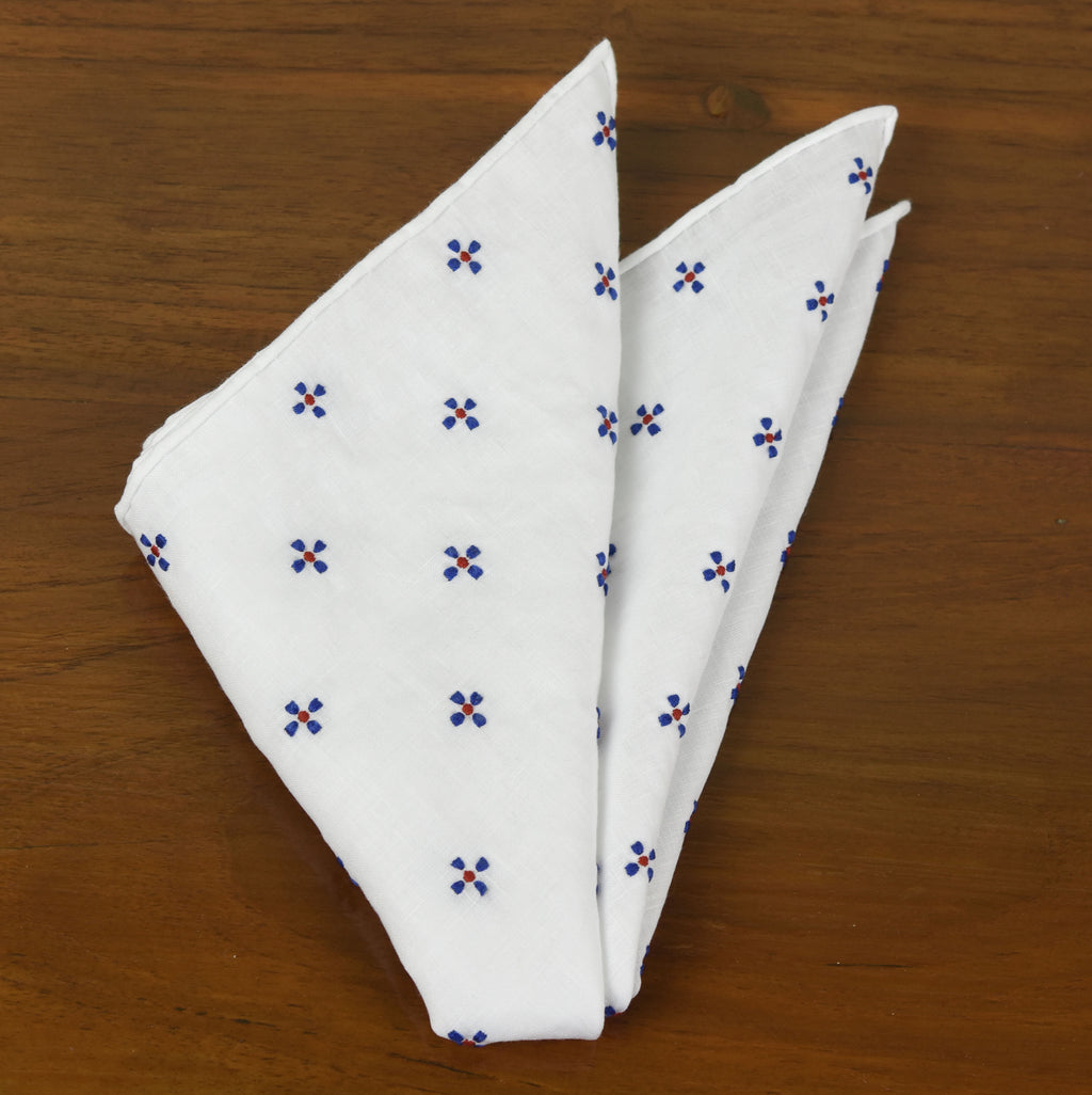 {[en]:Belgian Linen (Hand Sewn) Flower Pocket Square