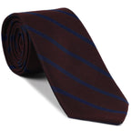 Blue on Burgundy Grenadine Fina Single Stripe Silk Tie GFSBT-5