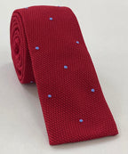 レッドグレナディン ファイナ スカイブルー（手縫い）ピンドット シルクタイ #GFDT-1 (3)