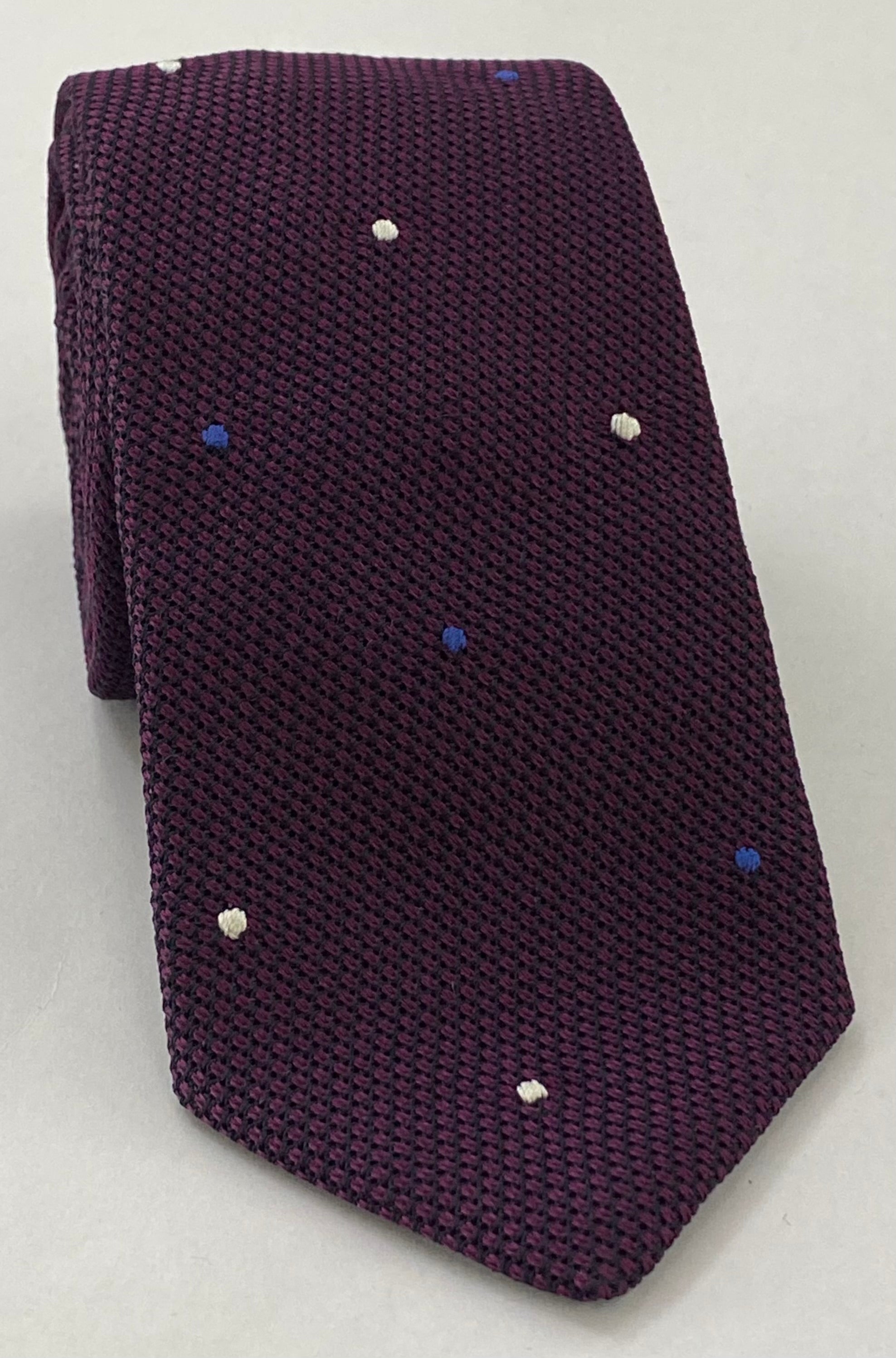Dark Purple/Black Grenadine Fina Silk Tie (1,4) - Hand Sewn Pin Dots Silk Tie GFDT-35
