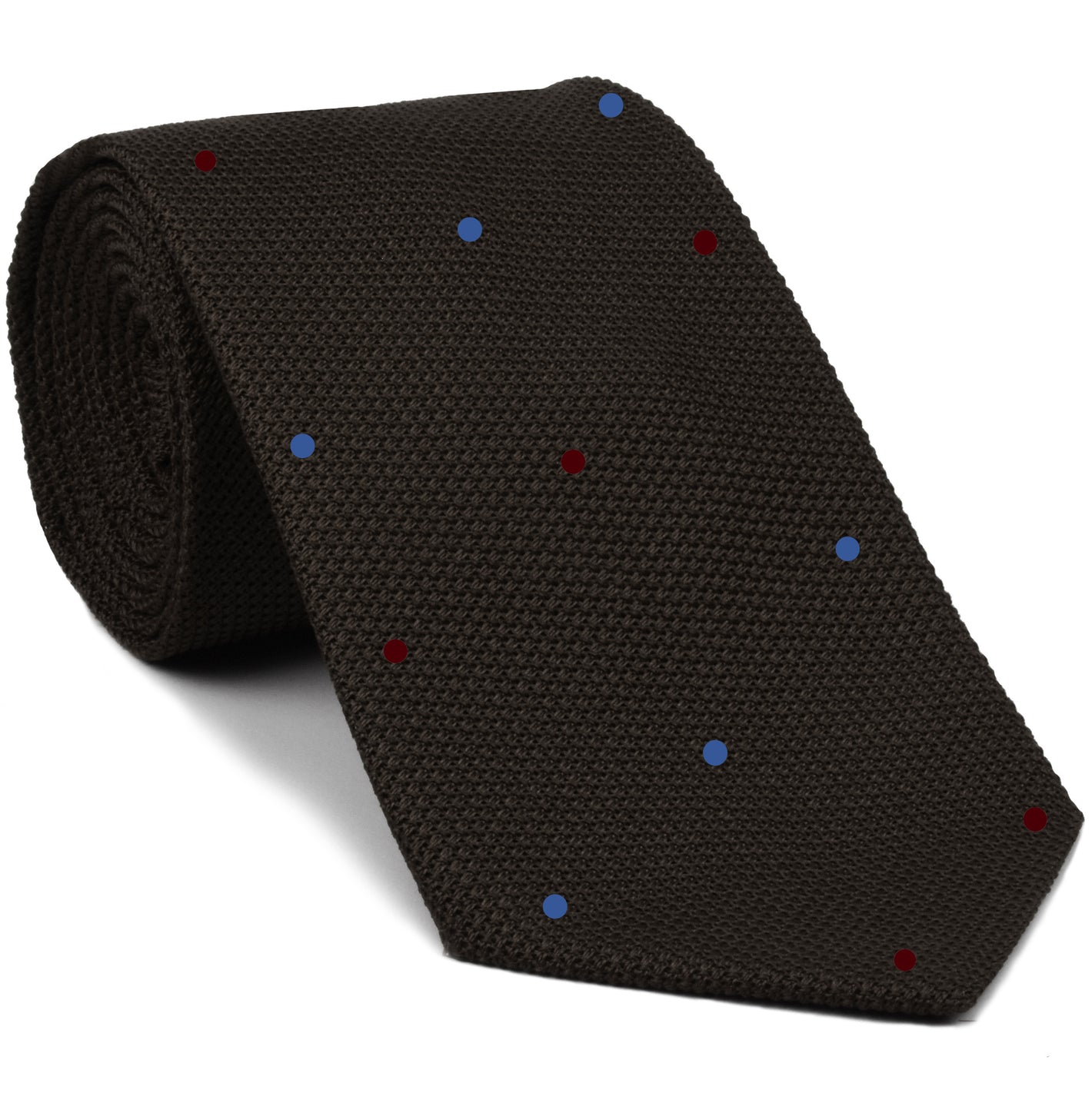 {[en]:Bitter Chocolate Grenadine Fina Silk Tie (7,4) - Hand Sewn Pin Dots Silk Tie