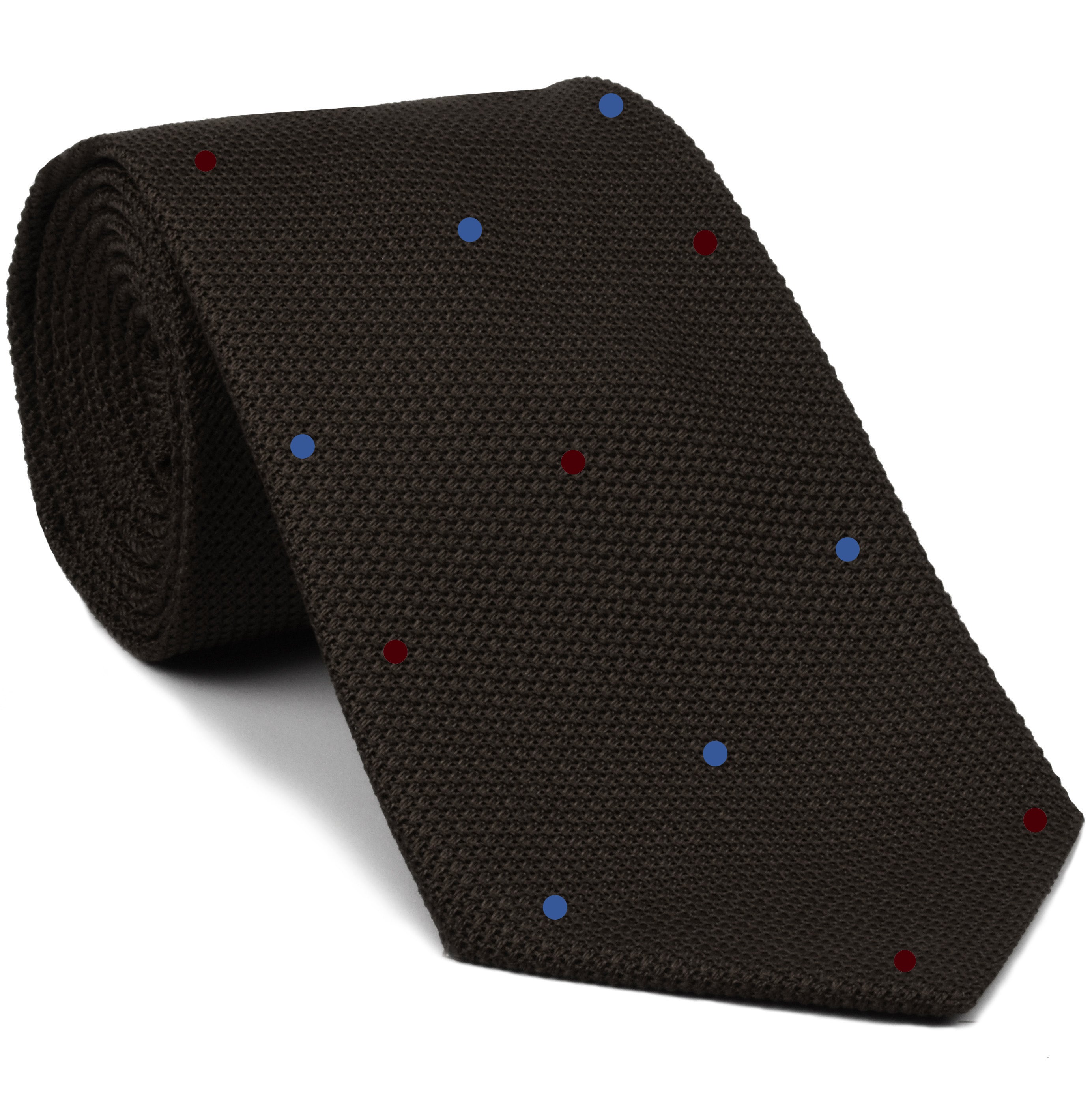 {[en]:Bitter Chocolate Grenadine Fina Silk Tie (7,4) - Hand Sewn Pin Dots Silk Tie