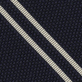 {[en]:Off-White on Midnight Blue Grenadine Fina Reppe Stripe Silk Pocket Square