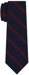 {[en]:Red on Dark Navy Blue Grenadine Fina Single Stripe Silk Tie