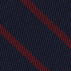 {[en]:Red on Dark Navy Blue Grenadine Fina Single Stripe Silk Tie