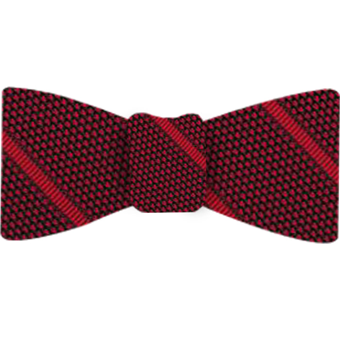 {[en]:Red Stripe On Midnight Blue With Red Grenadine Fina Stripe Silk Bow Tie