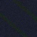 {[en]:Forest Green on Dark Navy Blue Grenadine Fina Stripe Silk Pocket Square