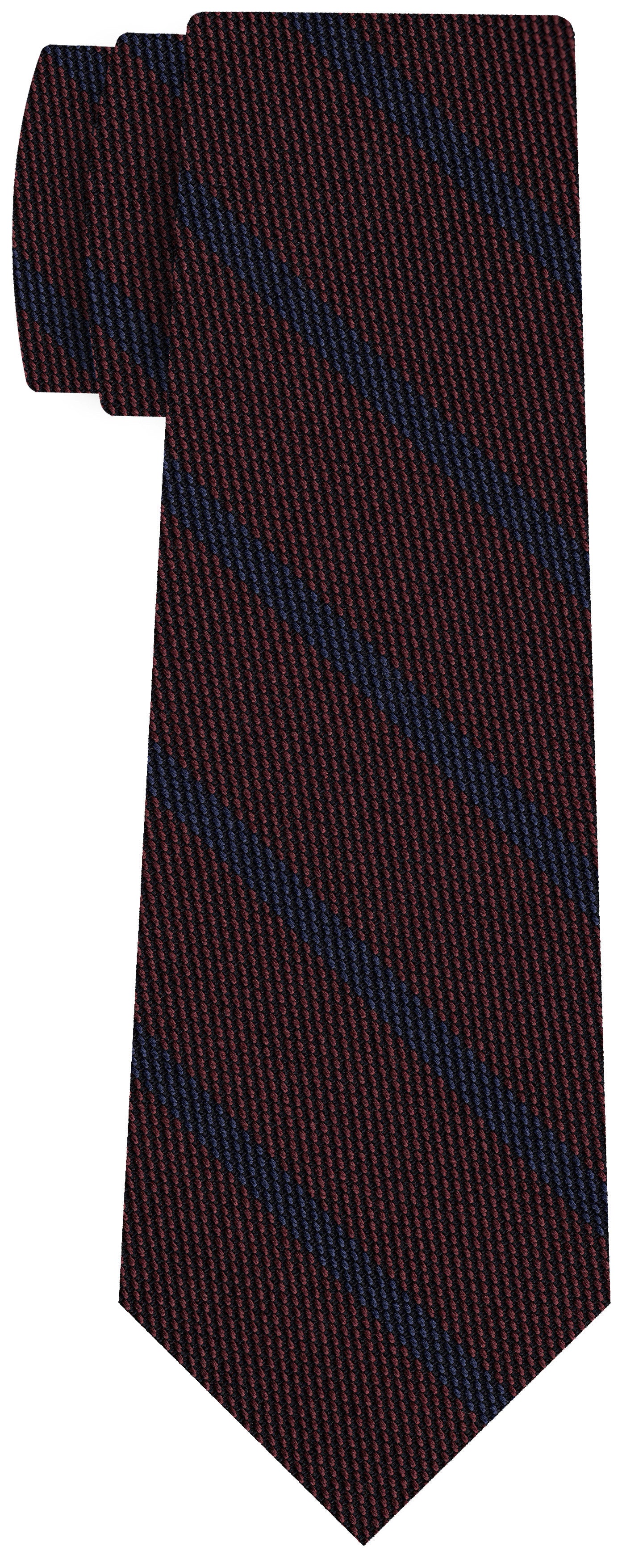 {[en]:Blue on Burgundy Grenadine Fina Stripe Silk Tie
