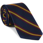 {[en]:Dark fuchsia & Yellow on Dark Navy Blue Grenadine Fina Stripe Silk Tie