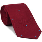 {[en]:Red Grenadine Fina with Sky Blue (Hand Sewn) Pin Dots Silk Tie