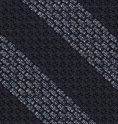 {[en]:Silver Powder Blue & Midnight Blue Grenadine Grossa Wide Stripe Silk Bow Tie