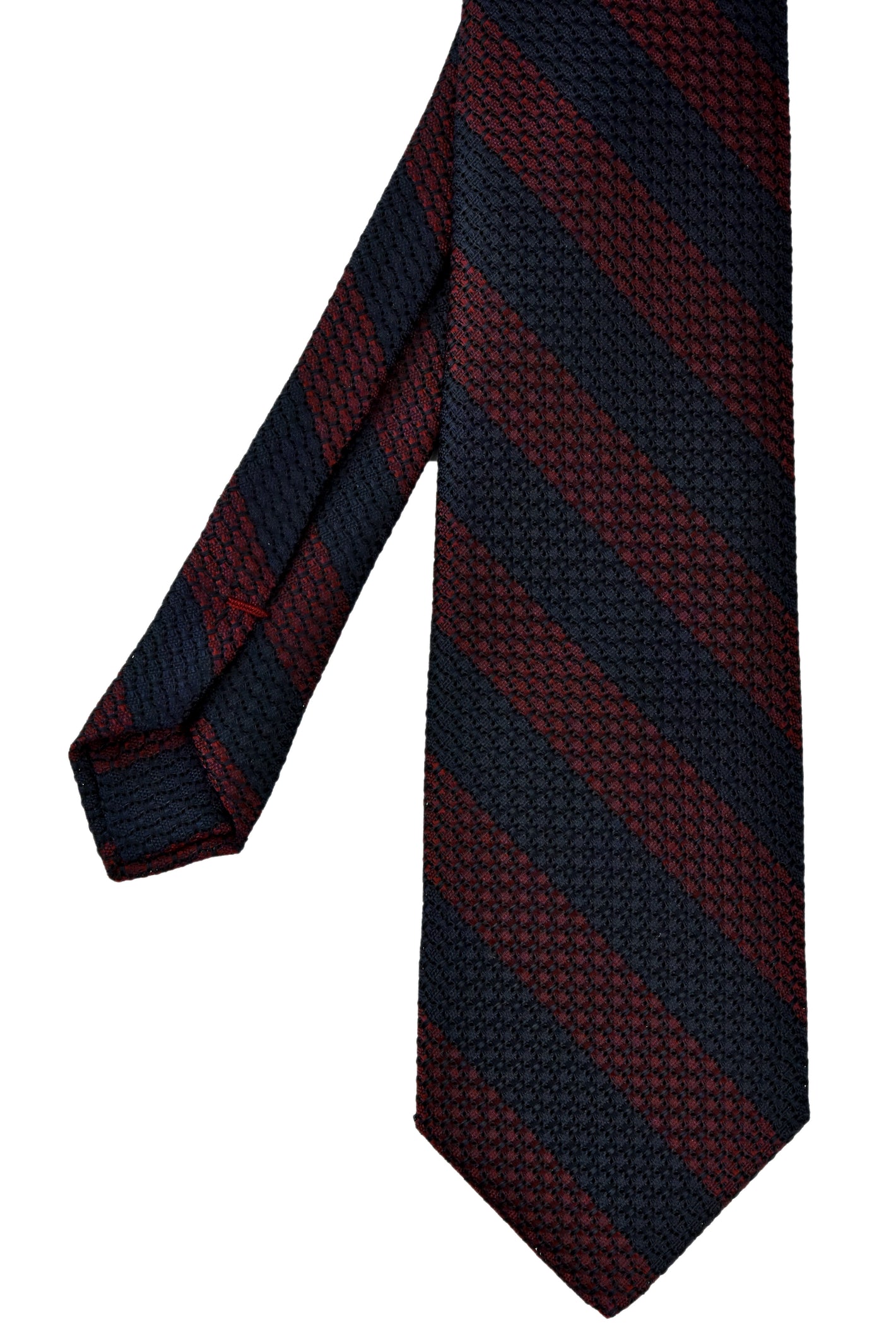 {[en]:Dark Red & Midnight Blue Grenadine Grossa Wide Stripe Silk Ties
