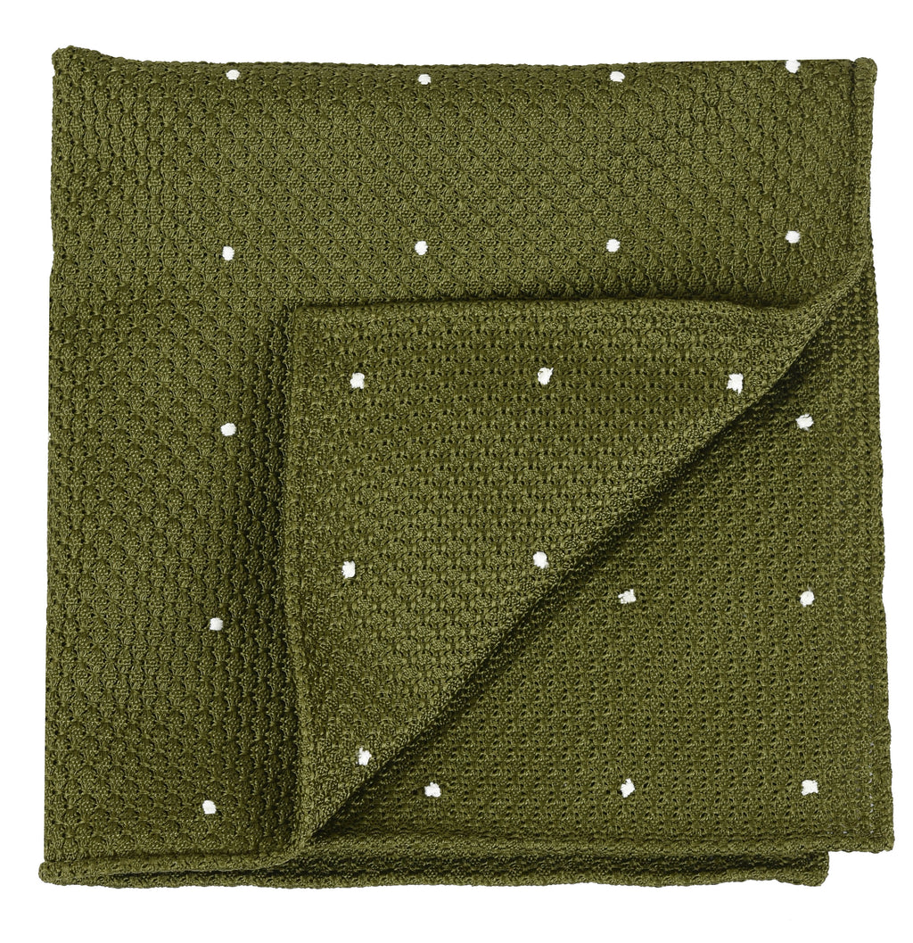 Olive Green Grenadine Grossa (Hand Sewn) Pocket Square GGDPS-18(2)